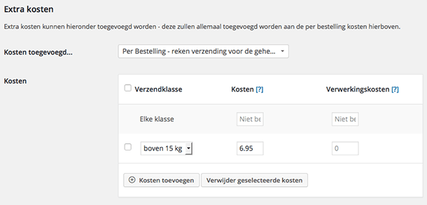 Extra verzendkosten toevoegen