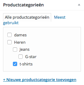 Productcategorie toevoegen