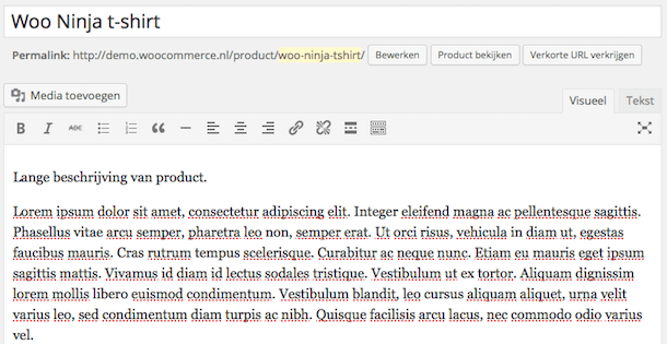 Productnaam en lange beschrijving invullen in WordPress