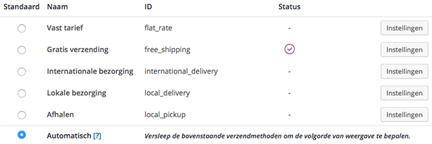 Verzendmethoden in WooCommerce