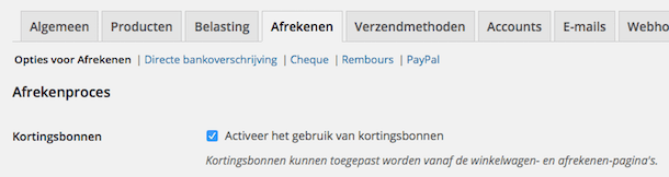 Kortingsbon activeren in WooCommerce