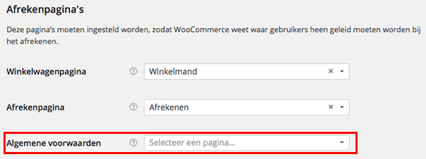 WooCommerce algemene voorwaarden instellen