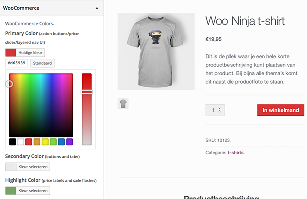 WooCommerce kleuren aanpassen