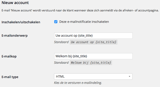 Nieuw account e-mail