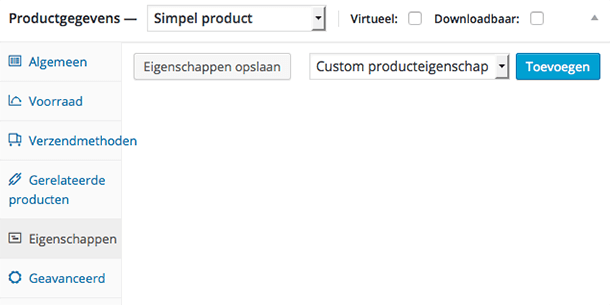 Productgegevens eigenschappen