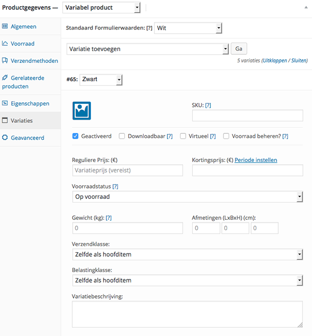 Variabel product bewerken in WooCommerce