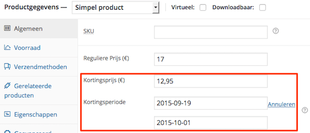 Kortingsperiode instellen in WooCommerce