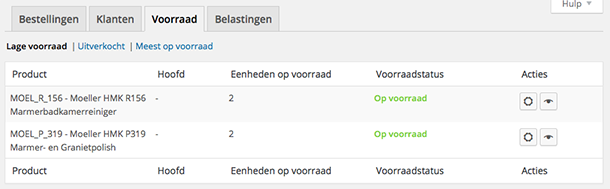 Voorraadbeheer rapport in WooCommerce