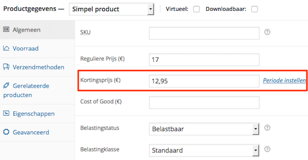 WooCommerce kortingsprijs instellen