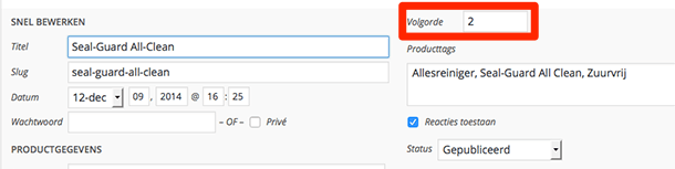 WooCommerce product volgorde snel bewerken