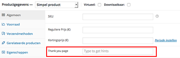 Unieke bedankpagina instellen per product in WooCommerce