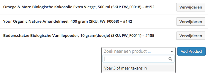 Producten toevoegen aan product bundel