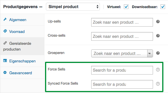 force sells - verplichte producten in woocommerce