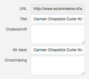 Alt & Titel tekst in WooCommerce